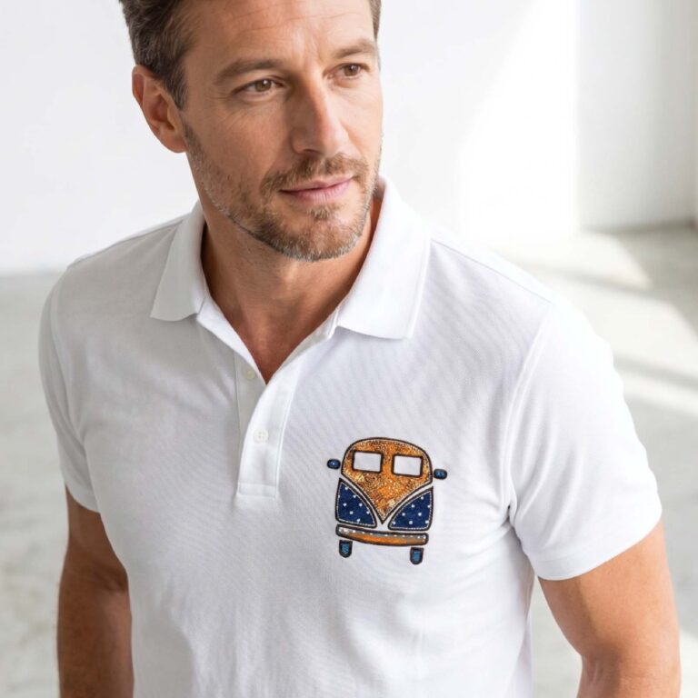 Polo de hombre Centauro con furgoneta bordada